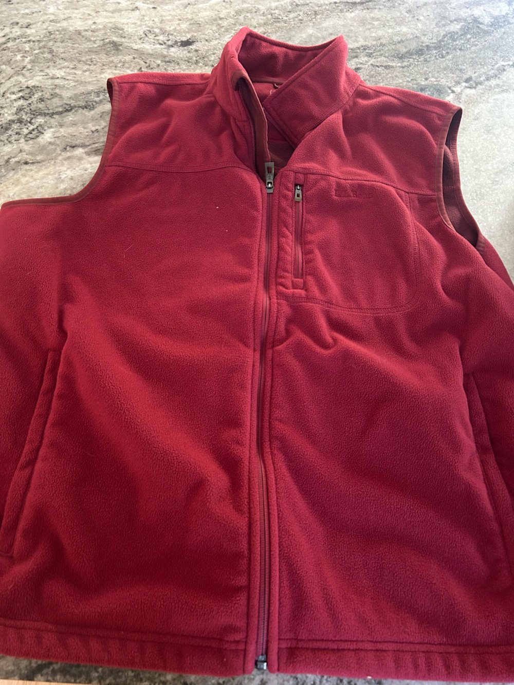 Mens L.L. Bean Red Fleece Vest xl  - Lightweight Zip Front